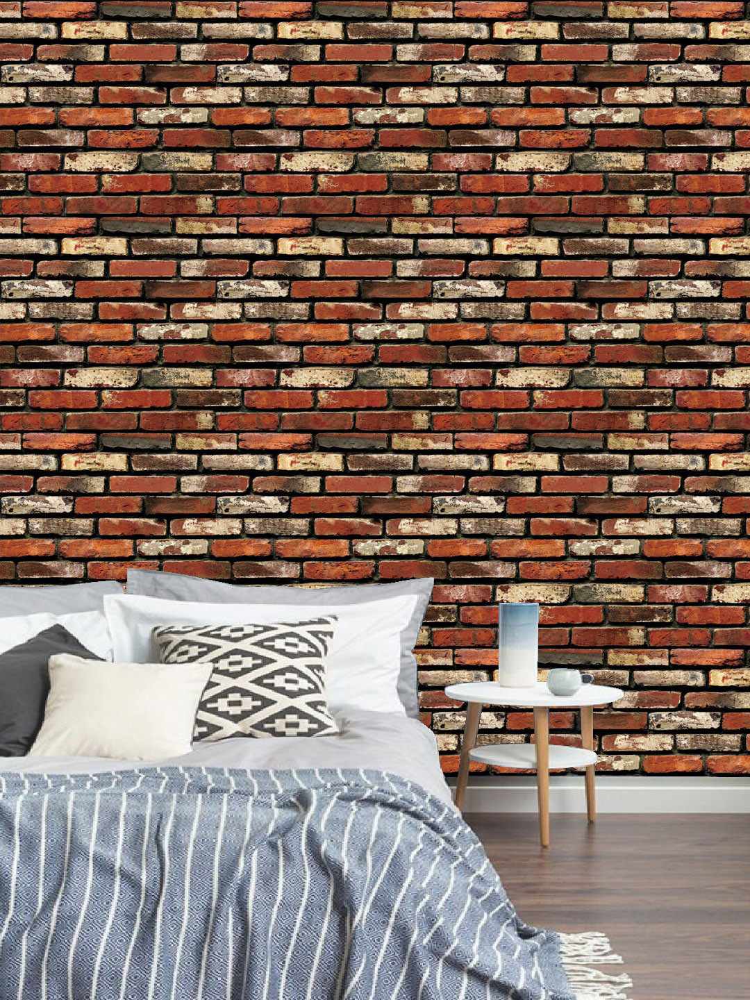 

Jaamso Royals Red & Maroon Brick Printed Self Adhesive Wallpaper