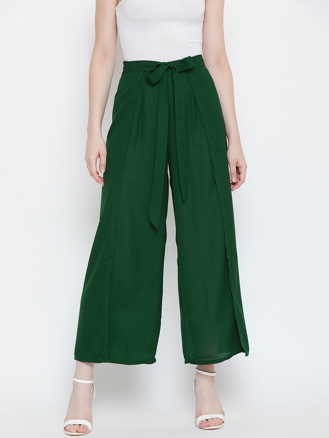 

La Zoire Women Green Georgette Palazzos