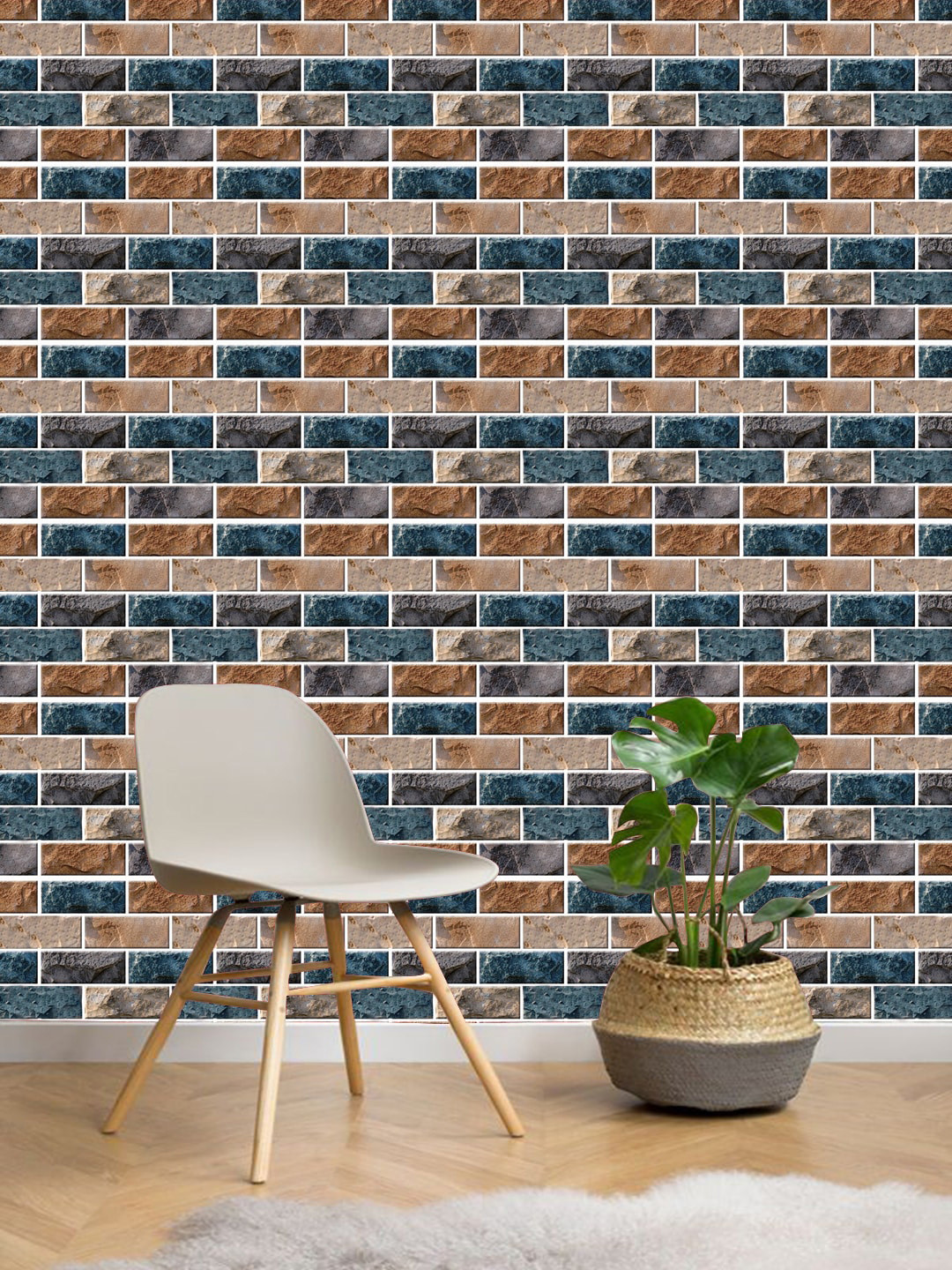 

Jaamso Royals Multicoloured Self Adhesive 3D 10 Sheet Wallpapers, Multi