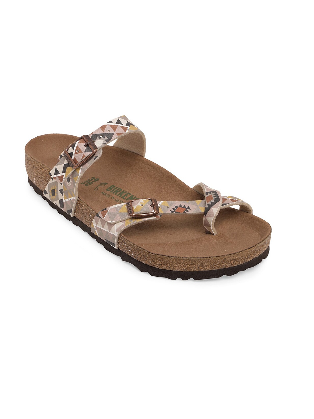 

Birkenstock Women Mayari Vegan Multicolored Regular Width One Toe Flats, Brown