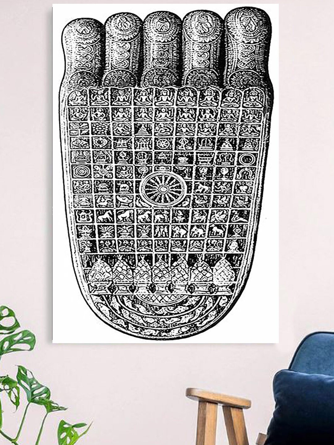

Gallery99 White & Grey Spiritual foot Canvas Unframed Painting