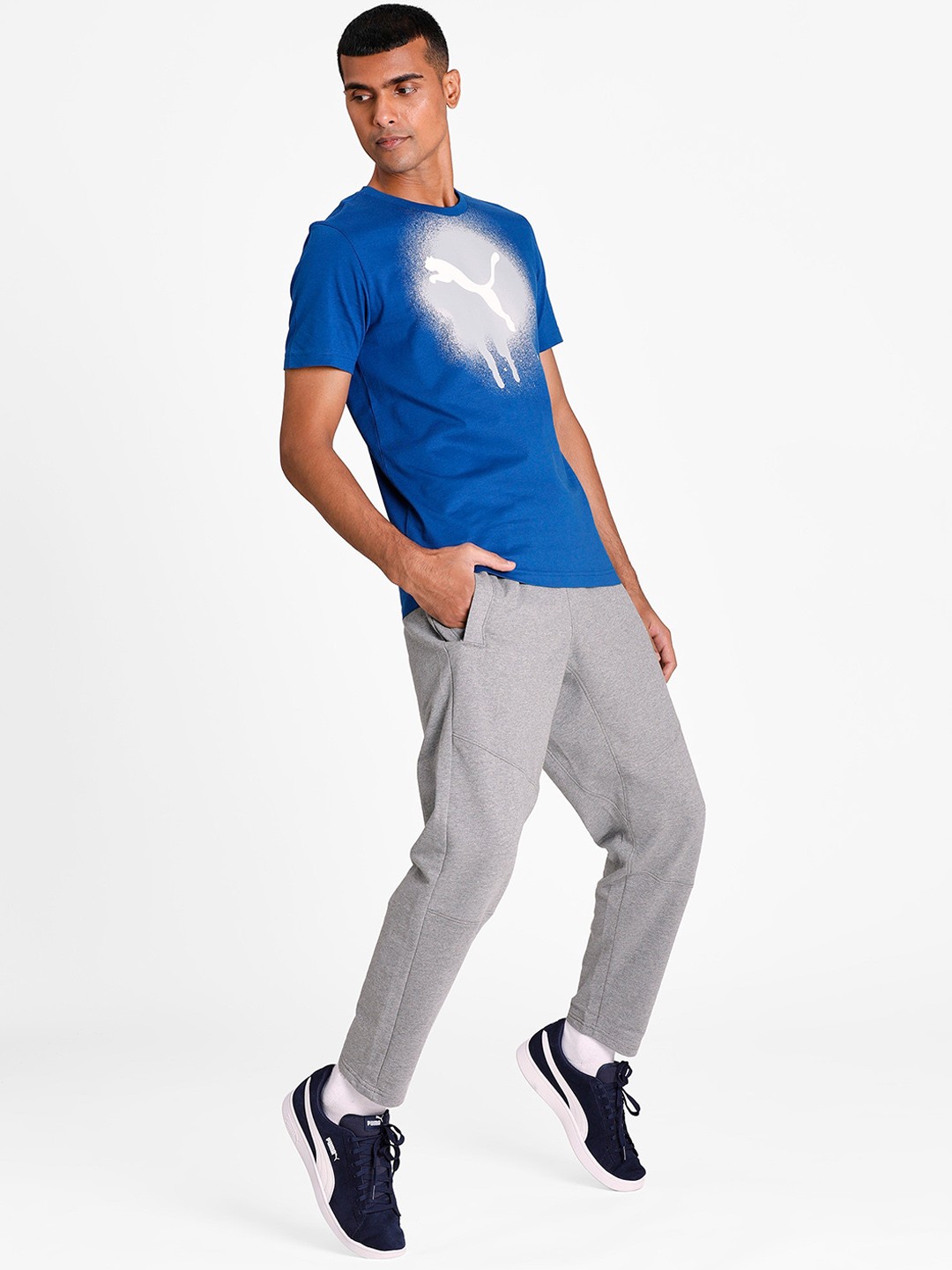 

Puma Men Grey Reactive Trackster Flatlock Stitch Training Pants