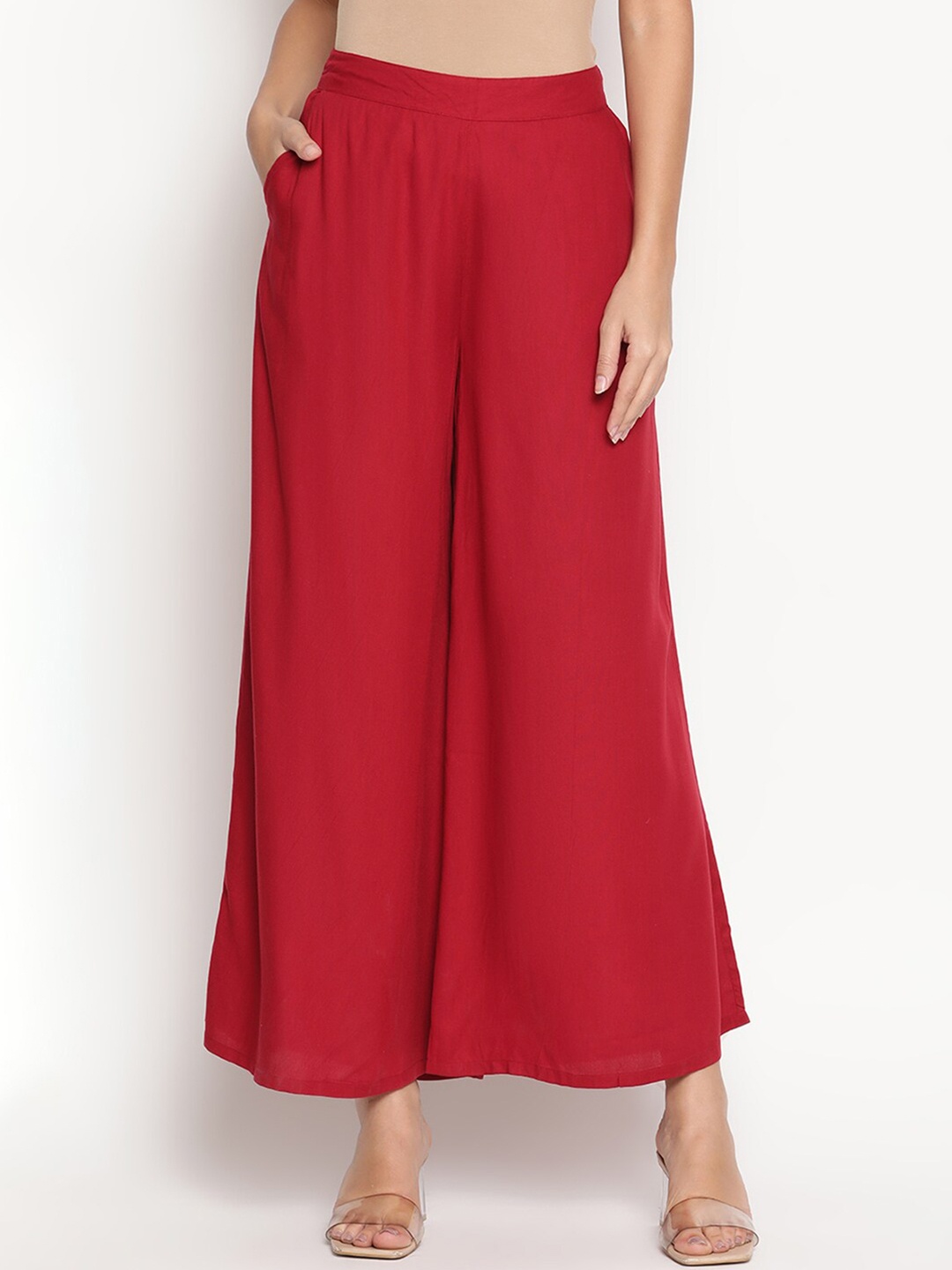 

Be Indi Women Maroon Flared Ethnic Palazzos