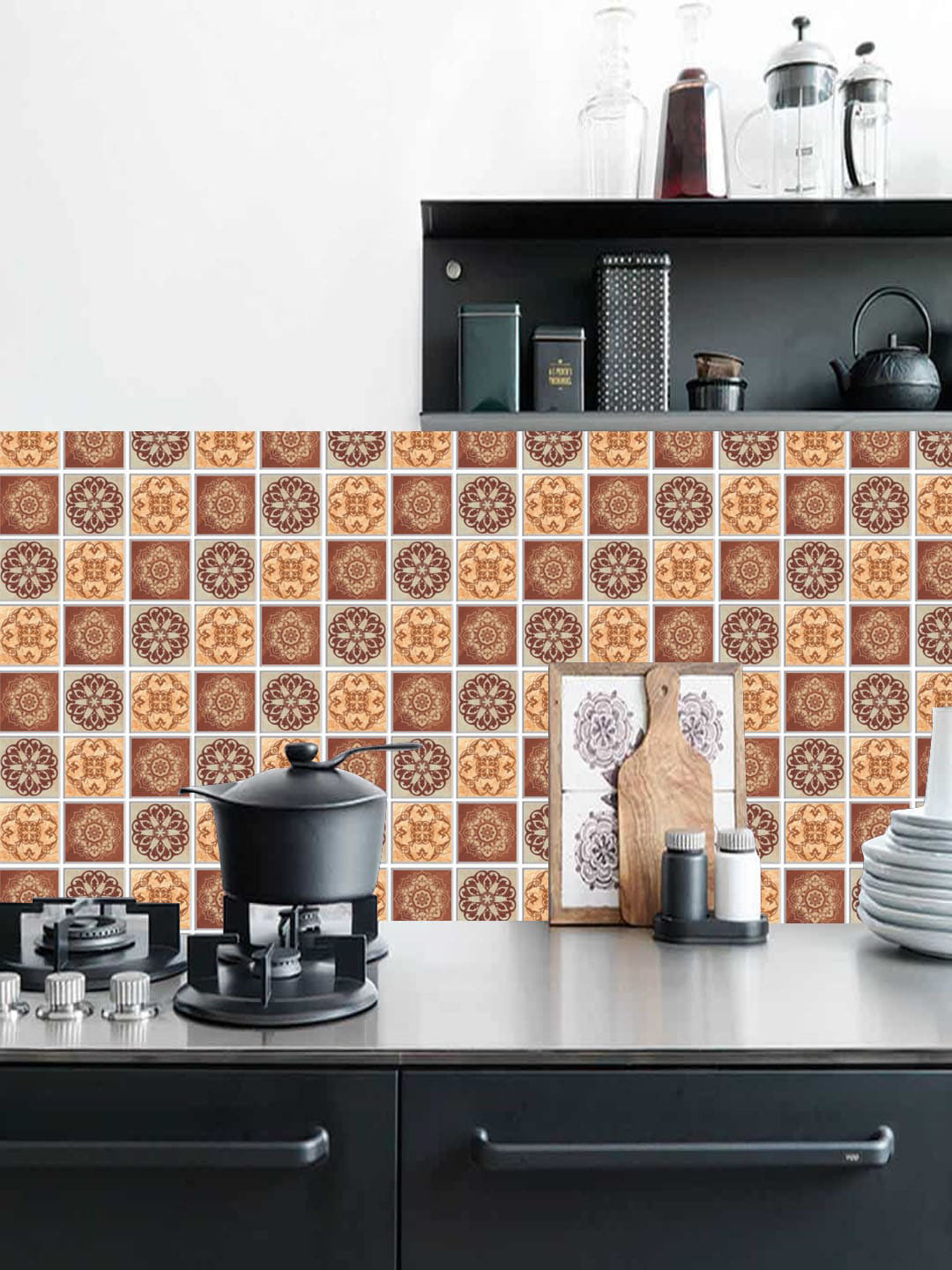 

Jaamso Royals Brown Printed Self Adhesive 3D Wallpaper