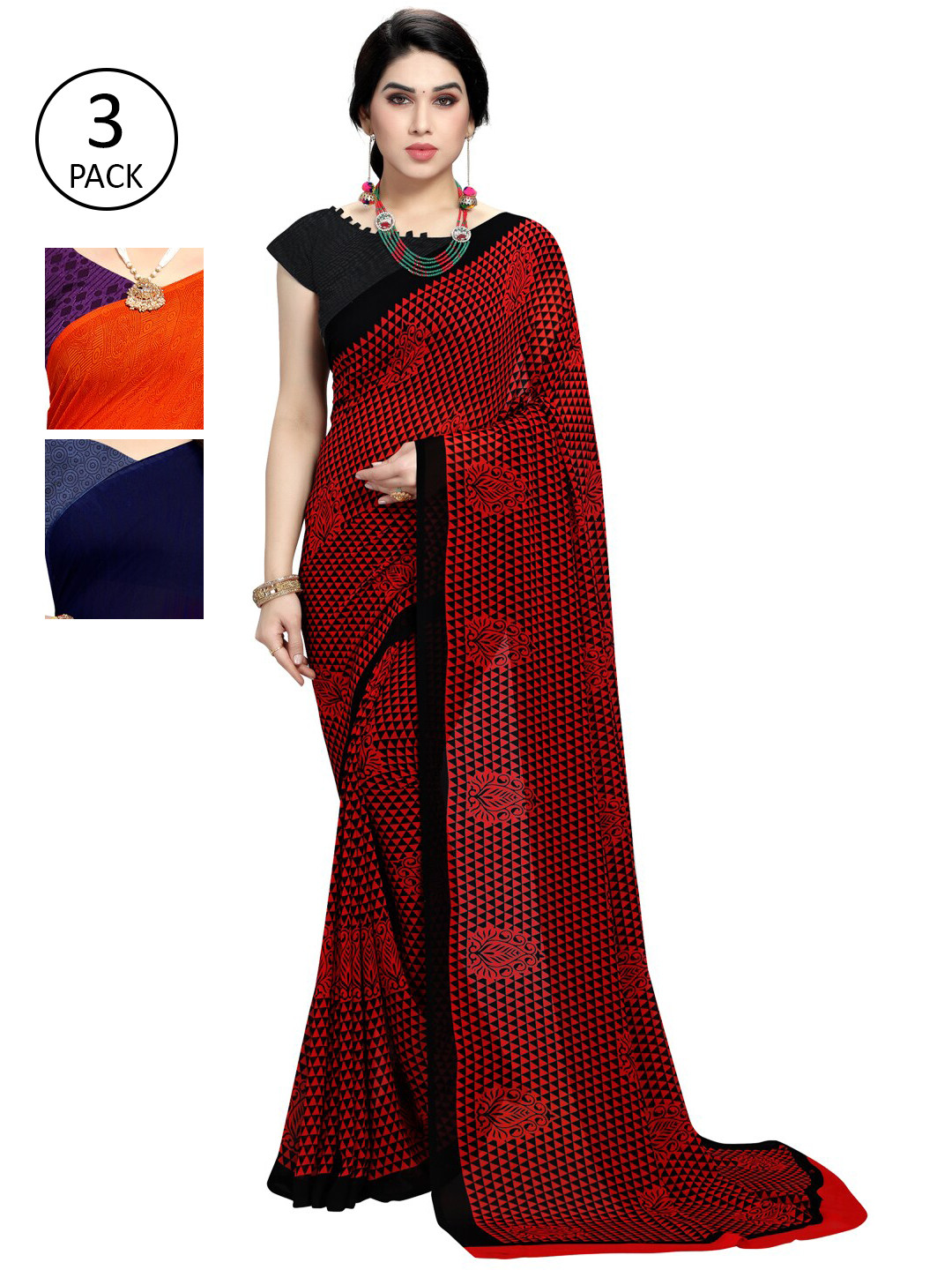 

KALINI Multi Pack of 3 Printed Saree
