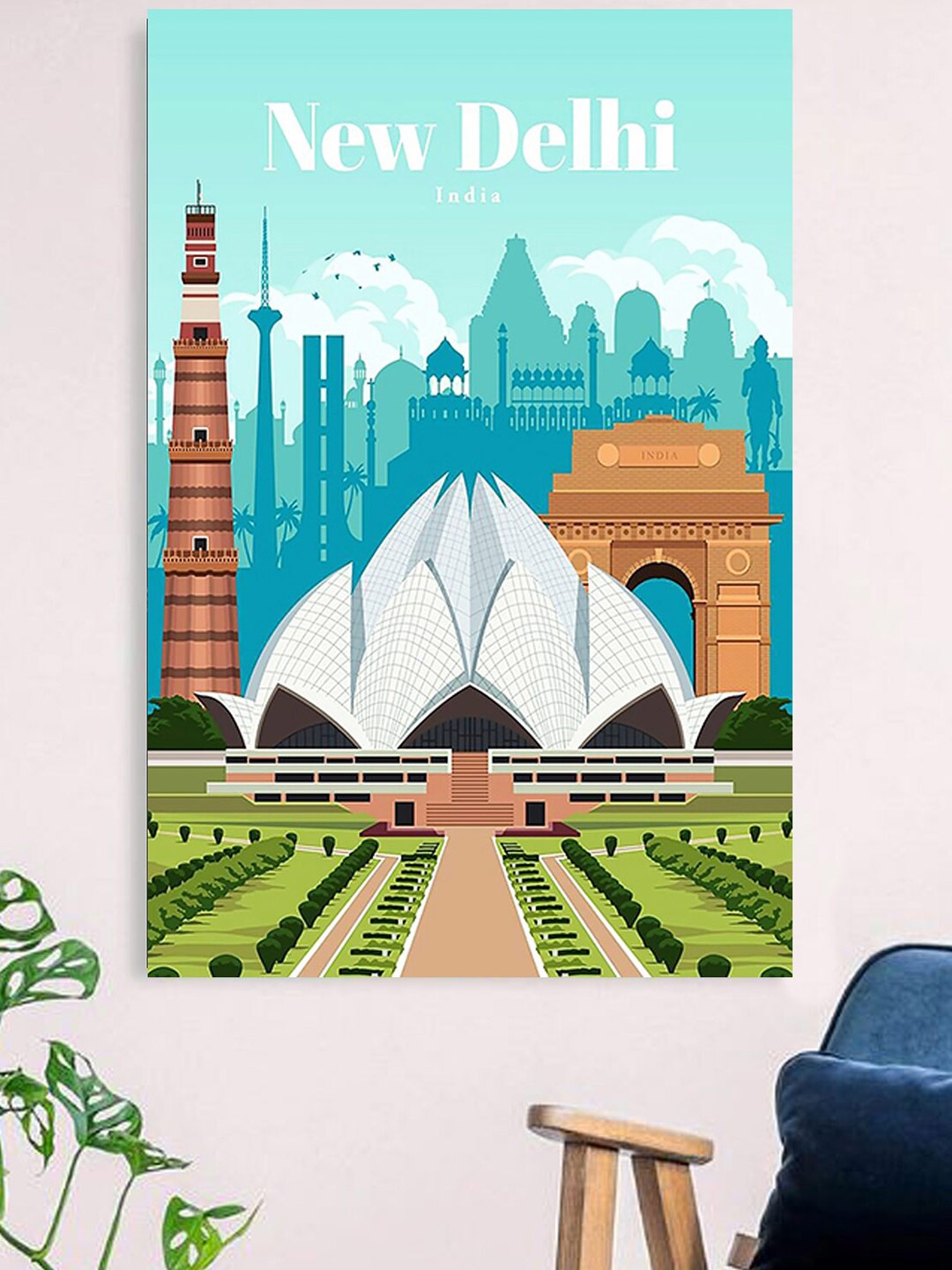 

Gallery99 Blue & White New Delhi Canvas Unframed Painting
