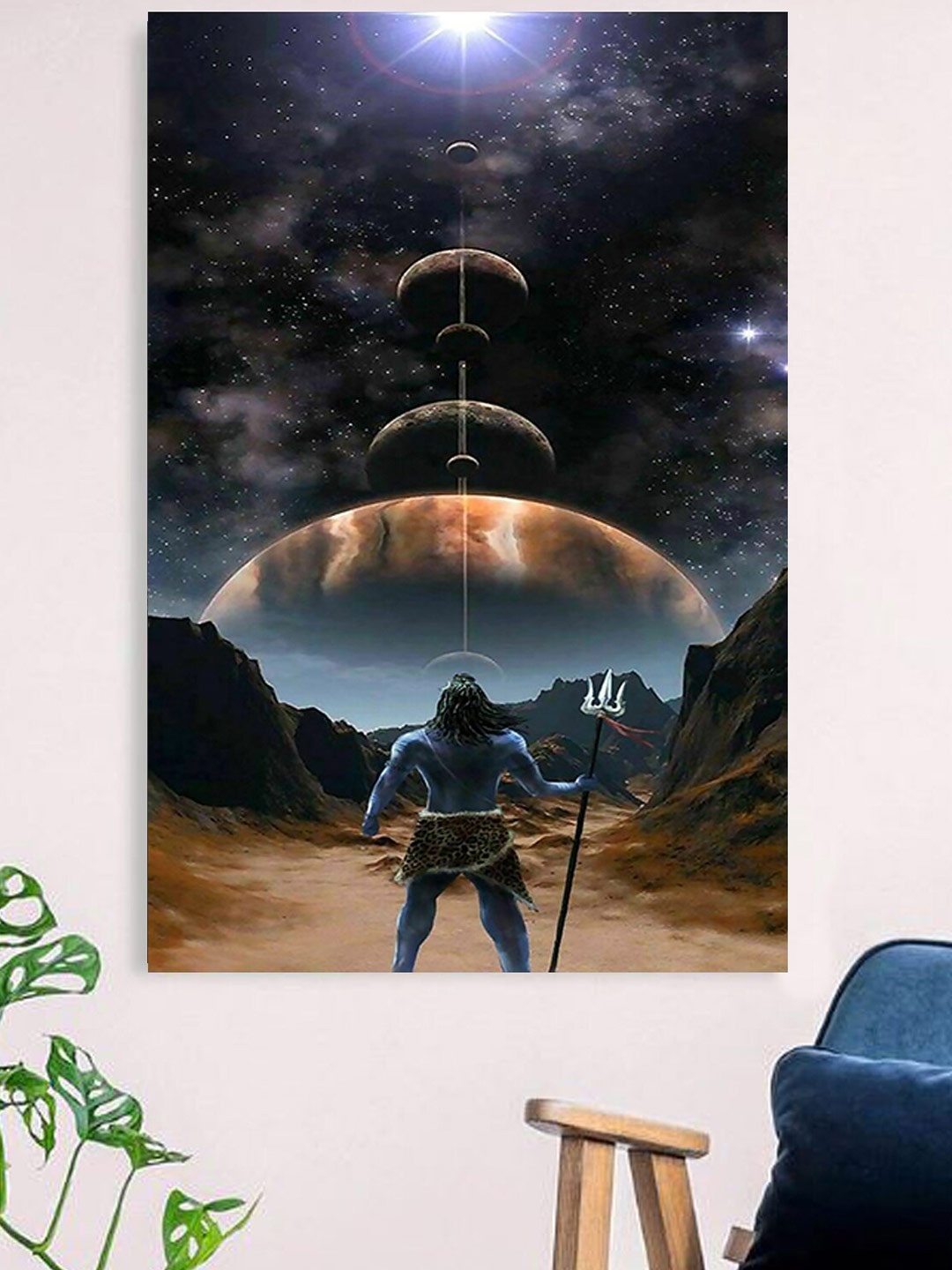 

Gallery99 Blue & Brown Mighty Shiva Canvas Unframed Painting