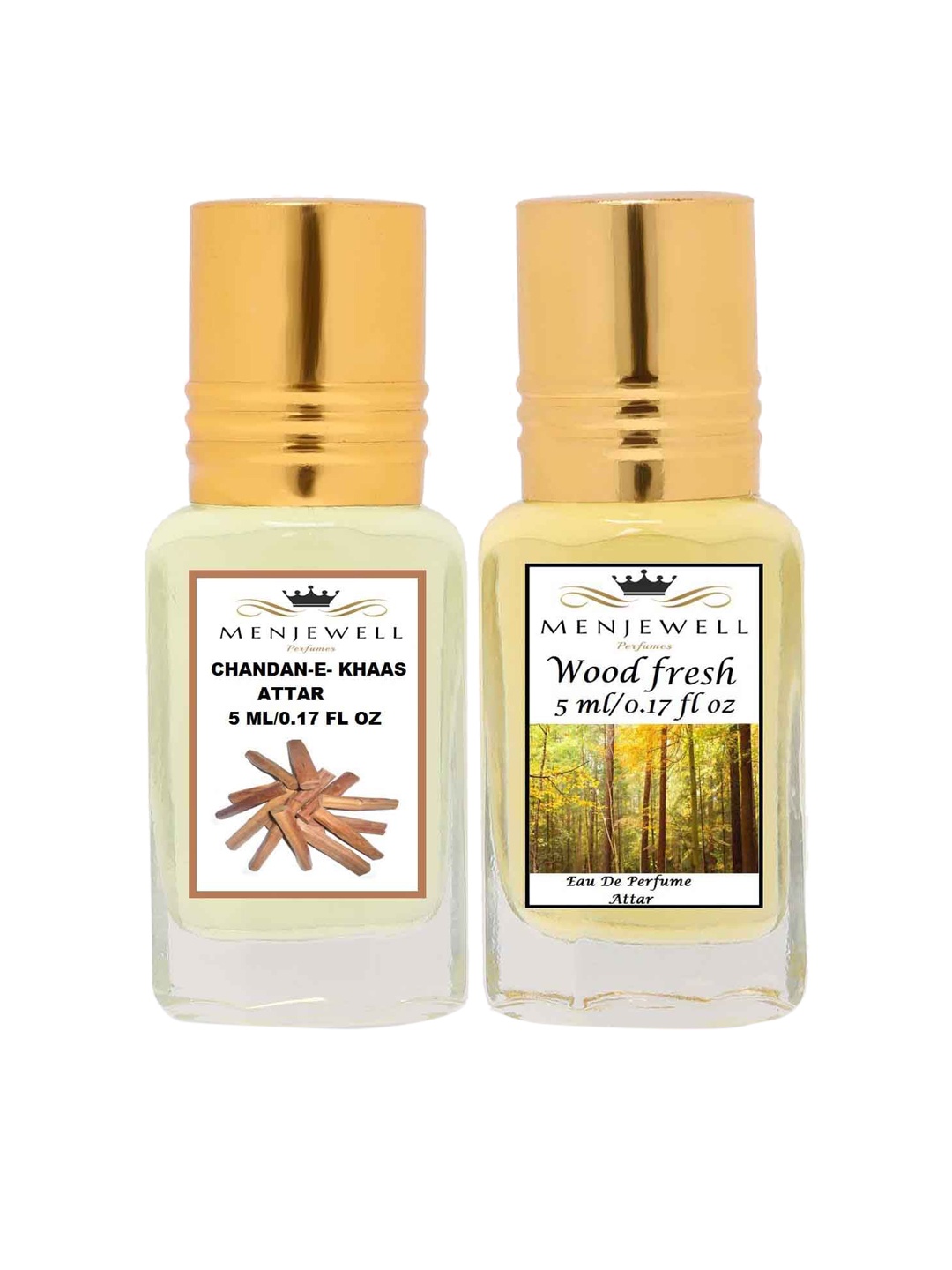 

Menjewell Set of 2 Chandan-E-Khaas & Wood Fresh Attar, Transparent