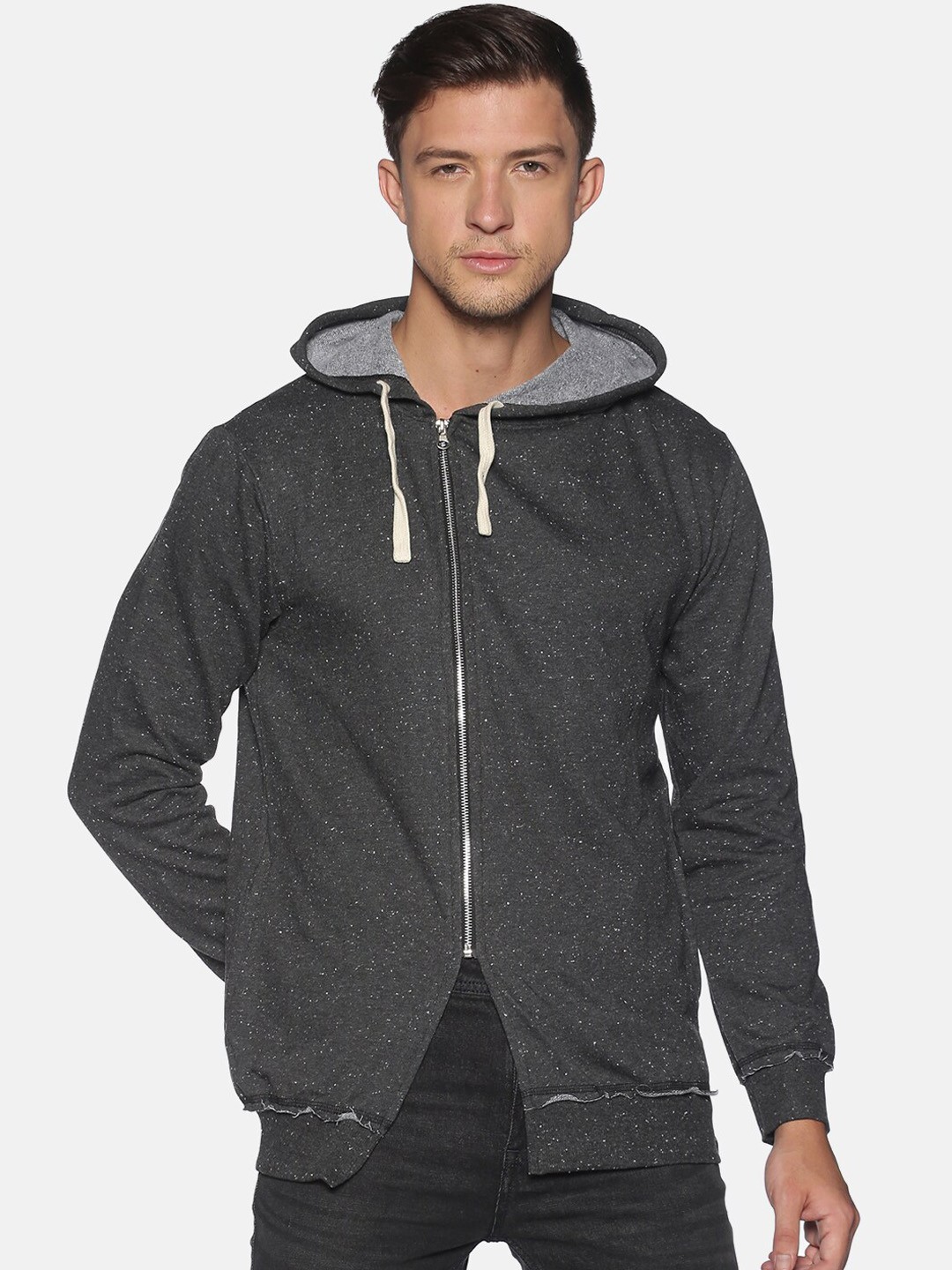 

Campus Sutra Men Charcoal Longline Bomber Jacket