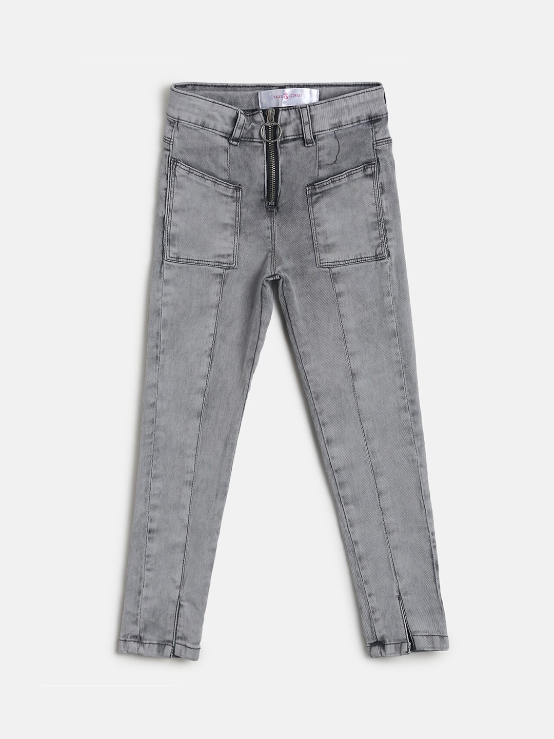 

TALES & STORIES Girls Grey Slim Fit Heavy Fade Jeans