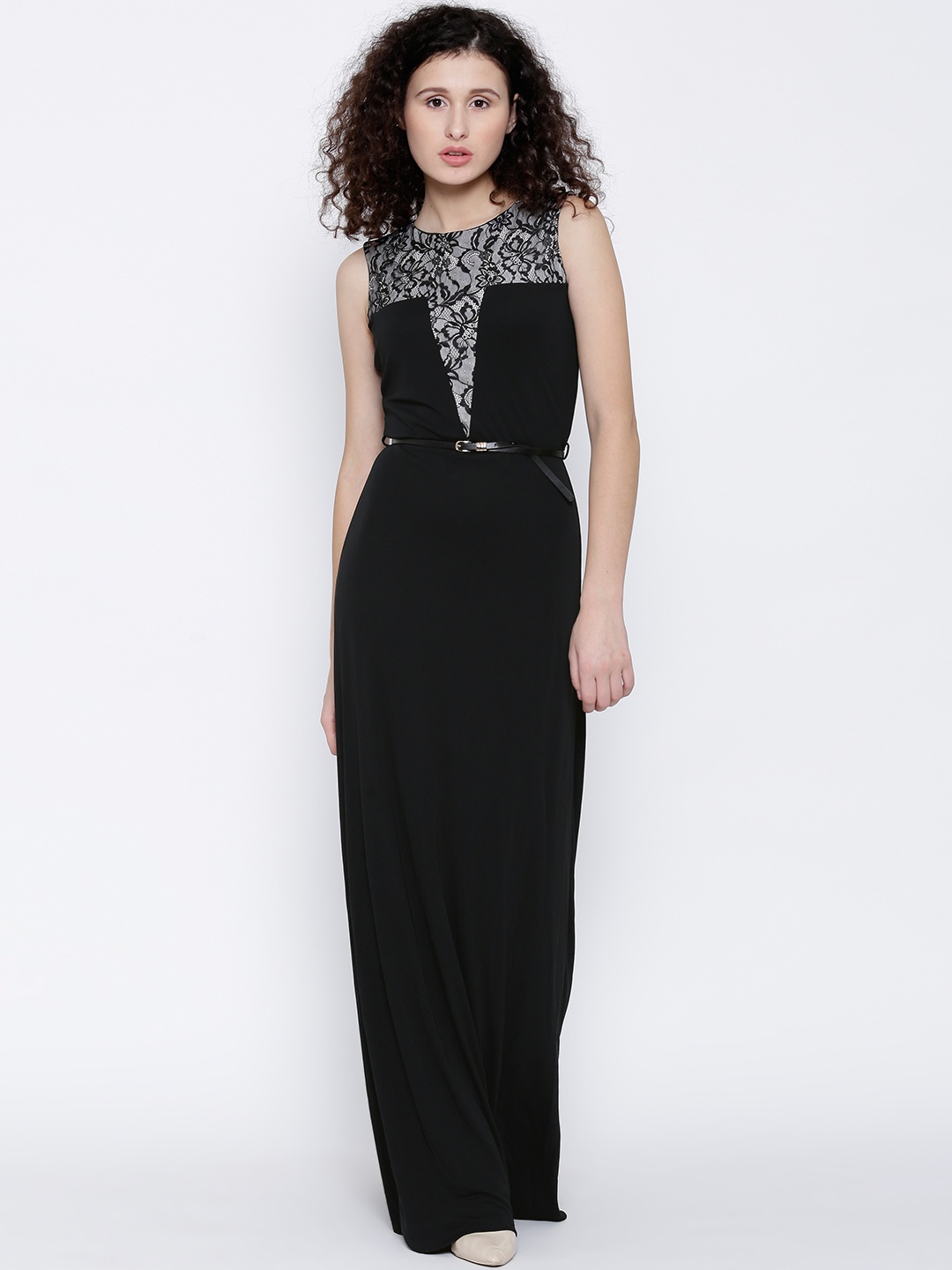 MANGO Women Black Lace Detail Maxi Dress price Myntra. Dresses Deals at ...