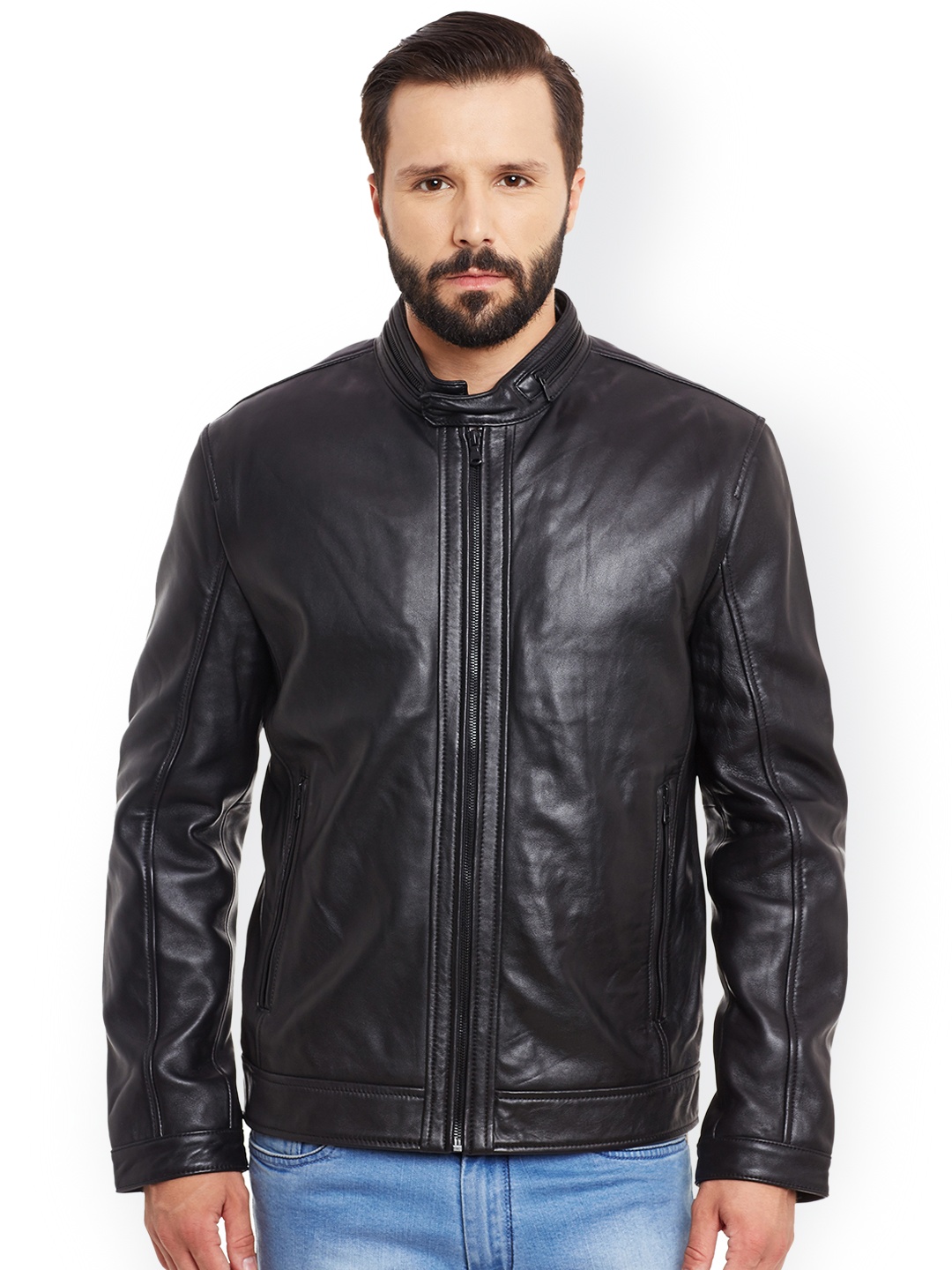 Justanned Black Leather Jacket price Myntra. Jackets Deals at Myntra ...