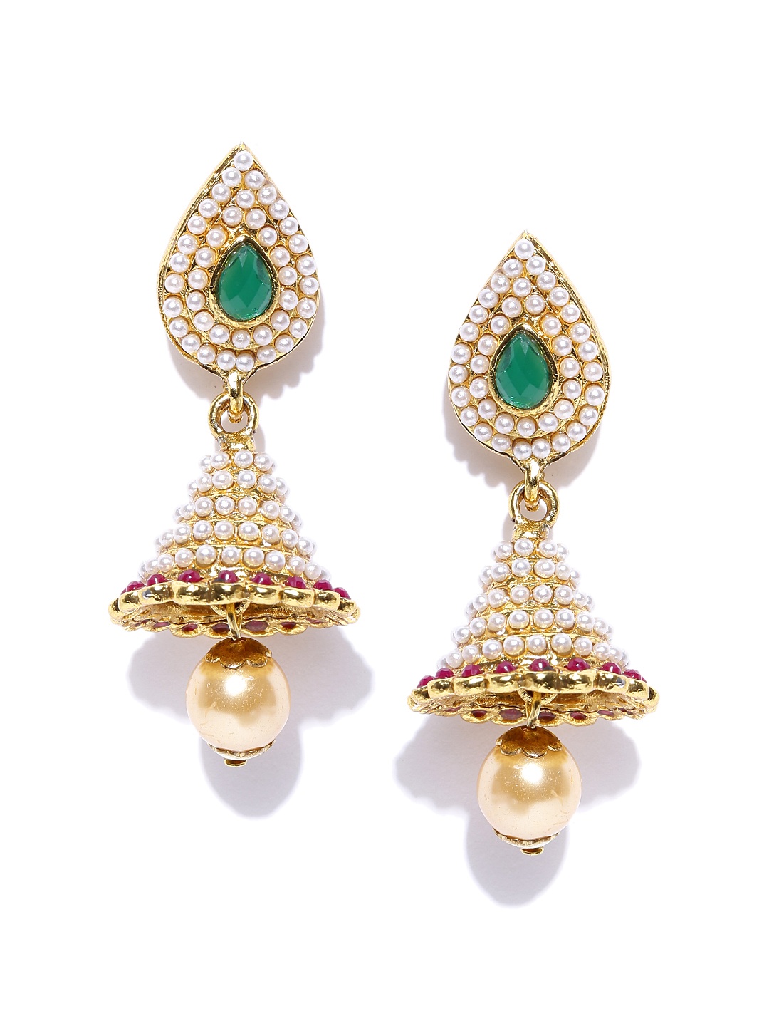Fida Gold-Toned Stone-Studded Jhumka Earrings price Myntra. Earrings ...