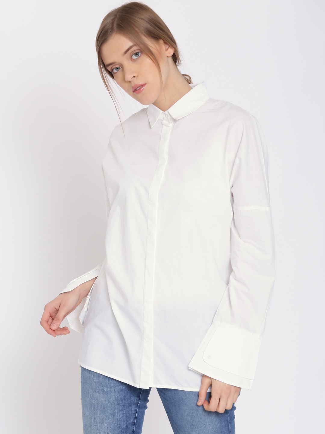 MANGO Women White Embroidered Back Longline Casual Shirt price Myntra ...