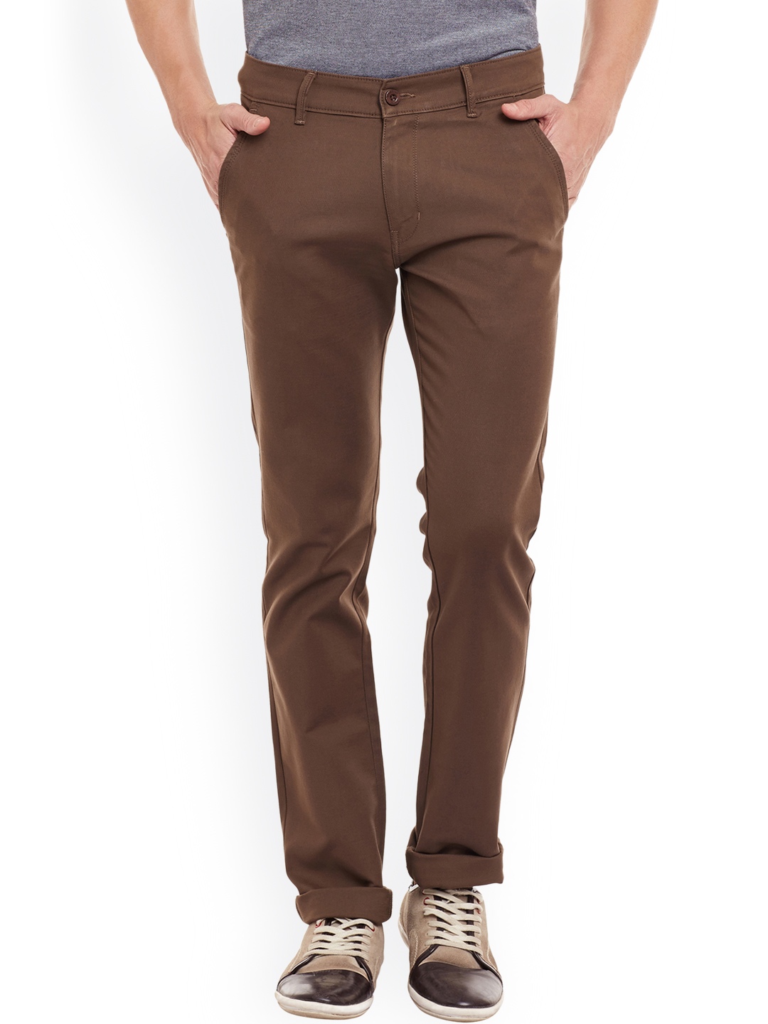 Duke Men Coffee Brown Slim Fit Chino Trousers price Myntra. Deals at ...