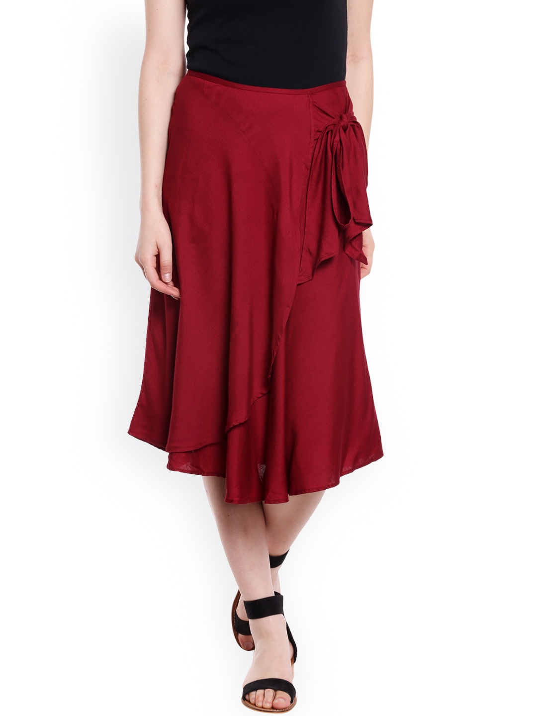 20Dresses Maroon Wrap Skirt price Myntra. Skirts Deals at Myntra ...