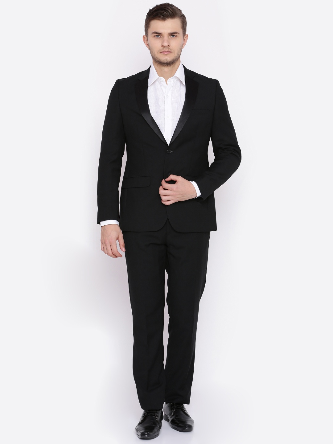 Raymond Black Contemporary Fit Single-Breasted Formal Suit Raymond ...