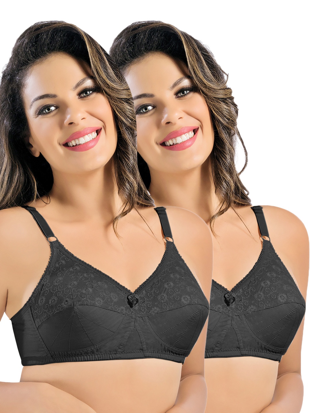 

Sonari Pack of 2 Full-Coverage Bras, Black