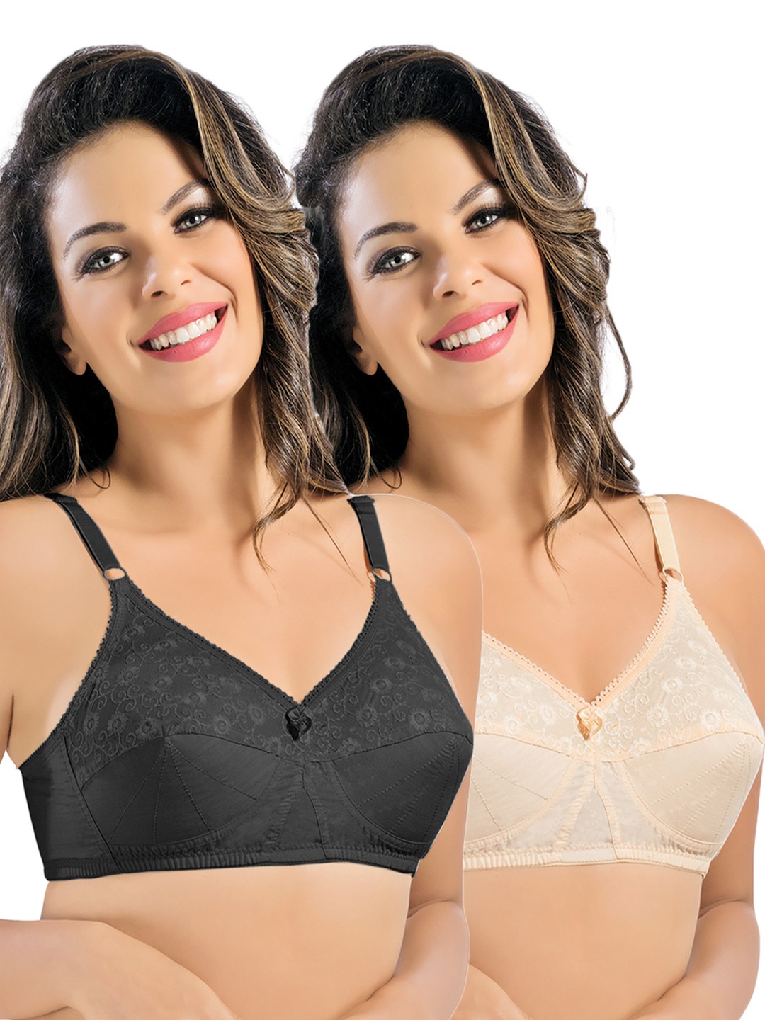 

Sonari Pack of 2 Full-Coverage Bras, Black