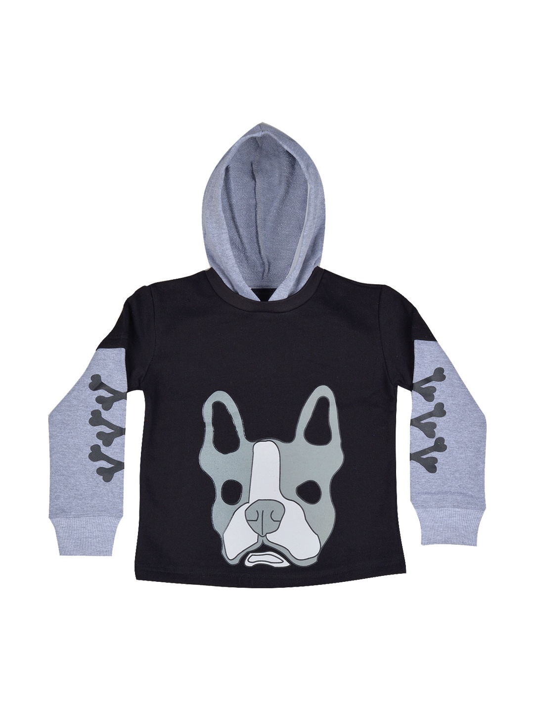 

GKIDZ Boys Black Hooded Printed Sweatshirt