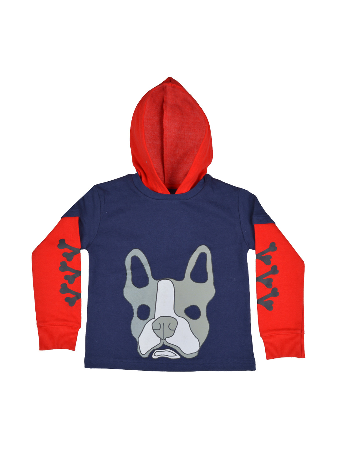 

GKIDZ Boys Navy Hooded Printed Sweatshirt, Navy blue