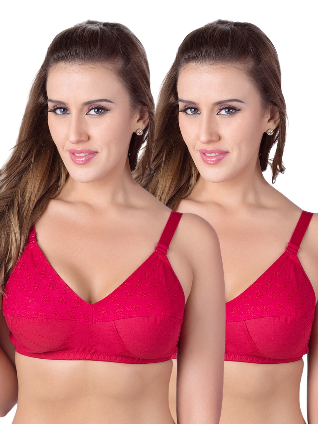 

Rajnie Pack of 2 Full-Coverage Bras RJ-635-RD-2P-NS-44D, Red