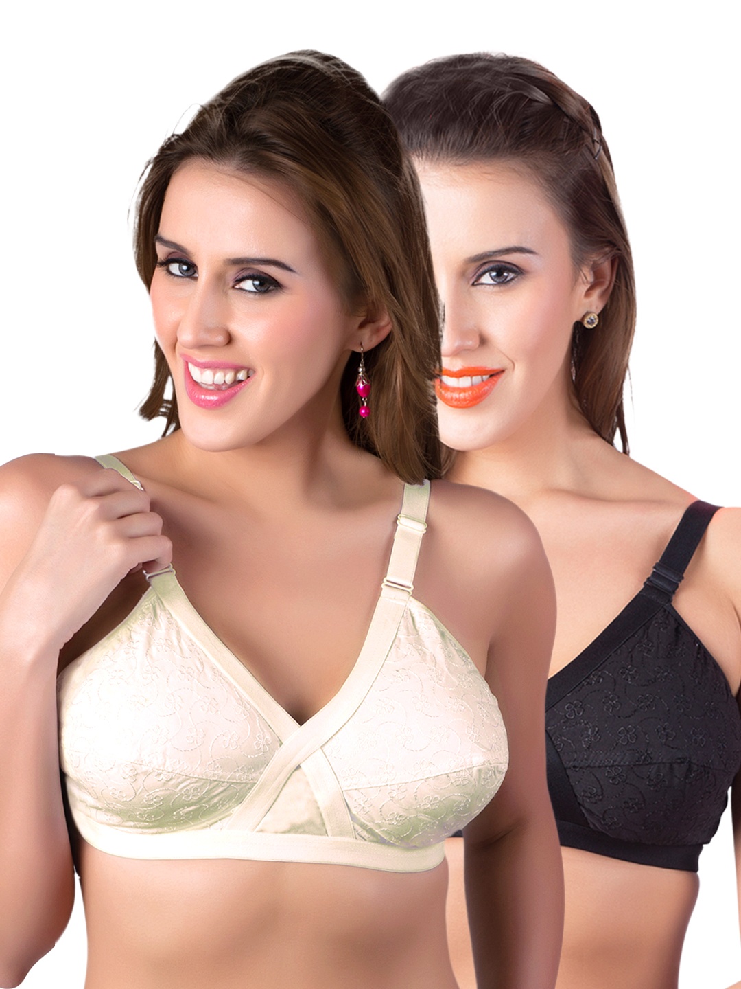 

Rajnie Pack of 2 Full-Coverage Bras RJ-636-SK-BL-NS-48D, Nude