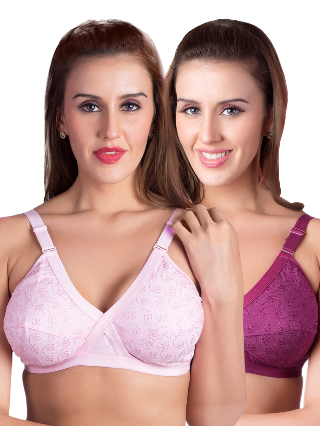 

Rajnie Pack of 2 Full-Coverage Bras RJ-636-PK-MG-NS-44D, Pink