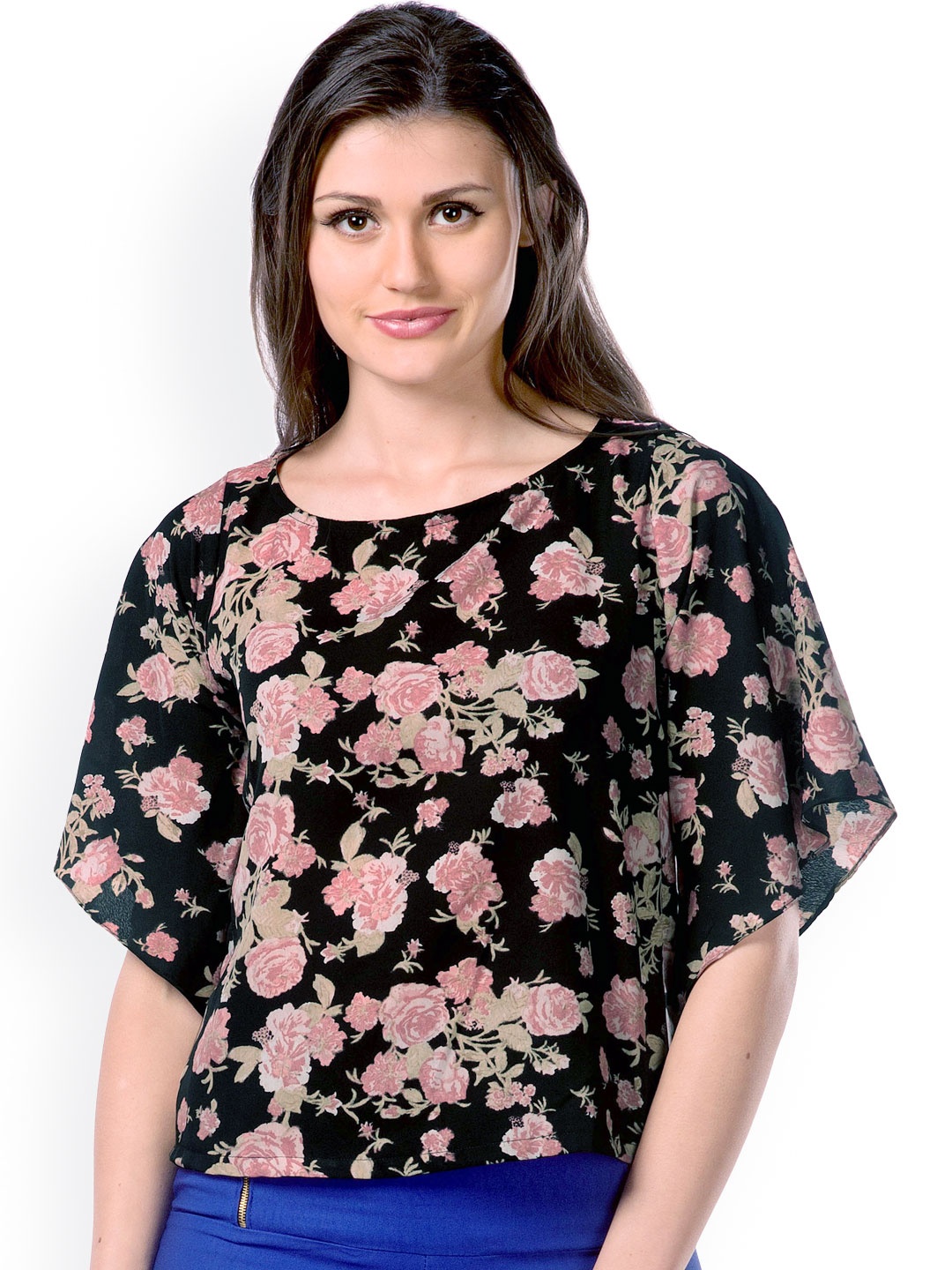 

Miss Chase Black & Pink Printed Top