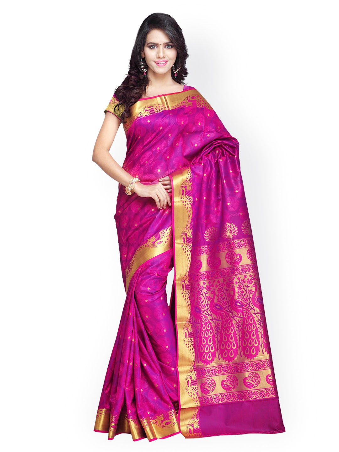 

Varkala Silk Sarees Pink Jacquard Paithani Art Silk Traditional Saree
