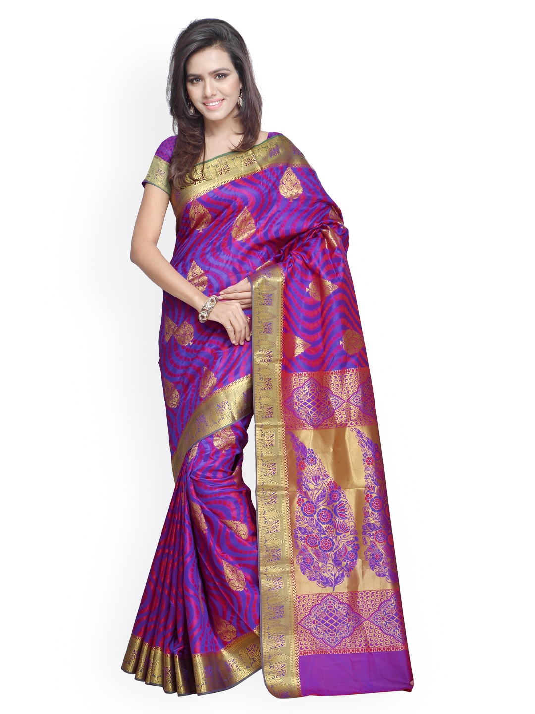 

Varkala Silk Sarees Blue & Red Art Silk & Jacquard Traditional Saree