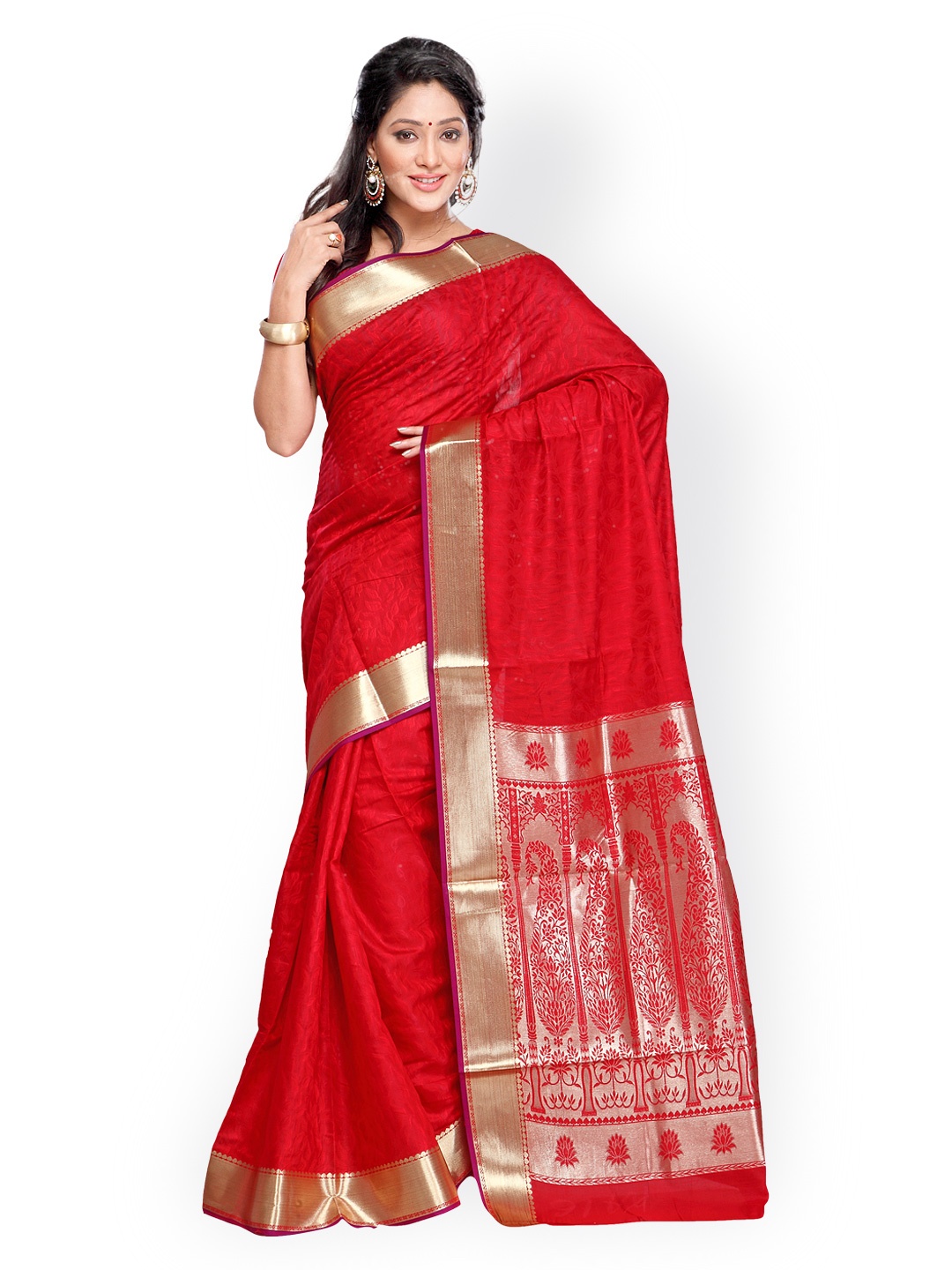 

Varkala Silk Sarees Red Jacquard Banarasi Cotton Traditional Saree