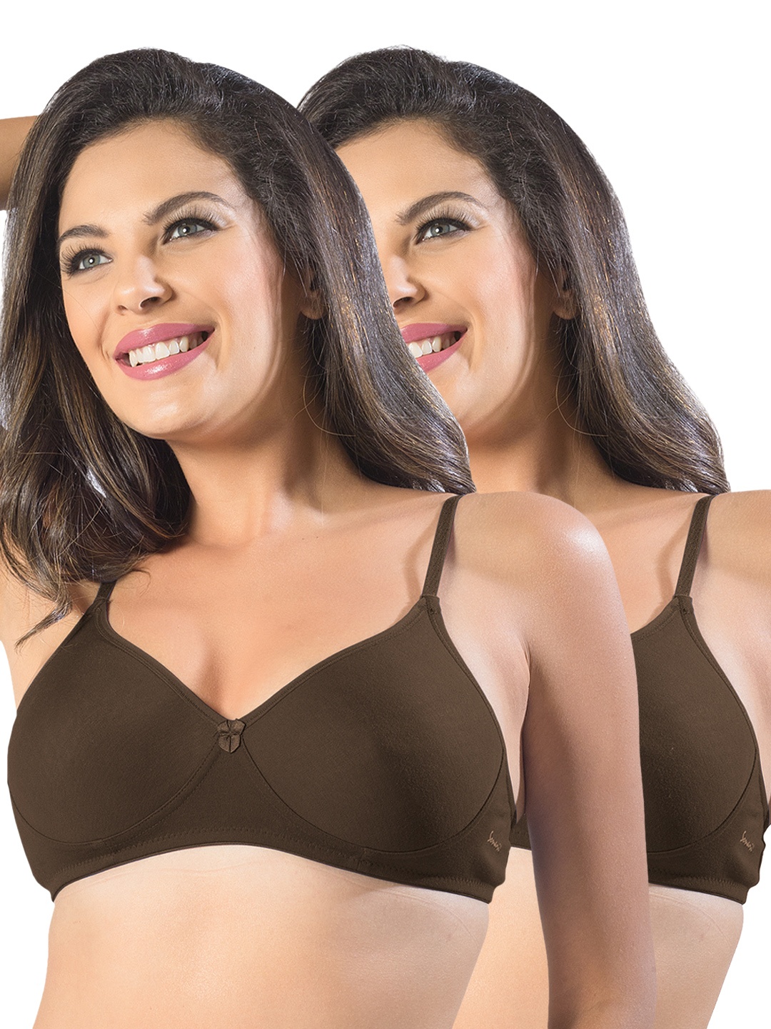 

Sonari Pack of 2 Full-Coverage T-shirt Bras, Coffee brown