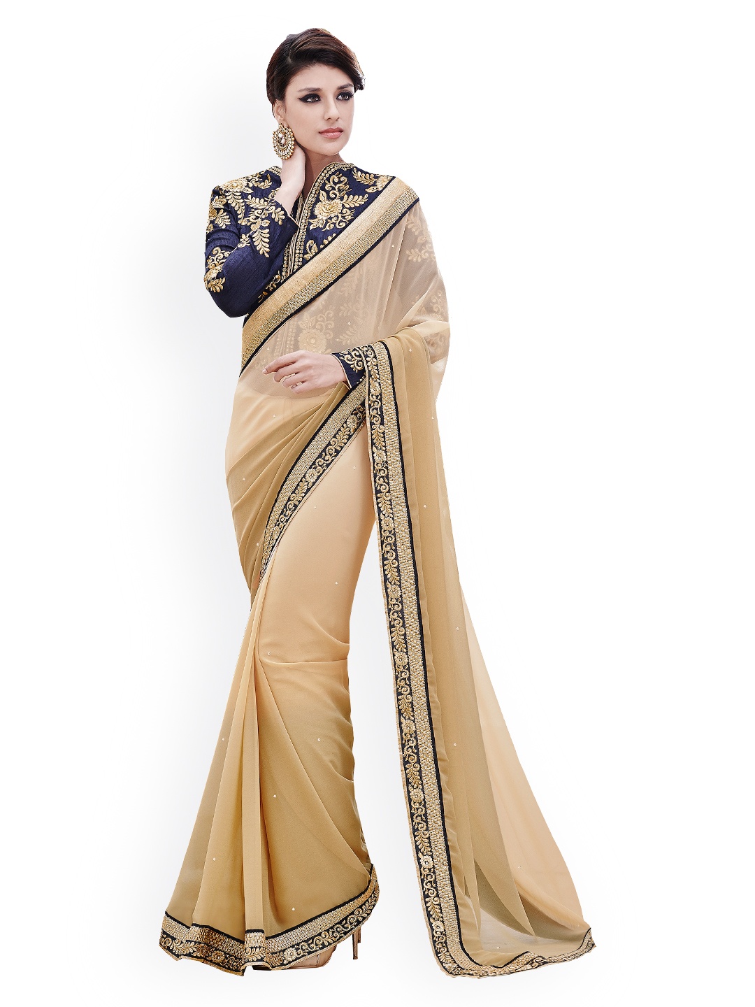 

Kalista Beige Georgette Embellished Saree