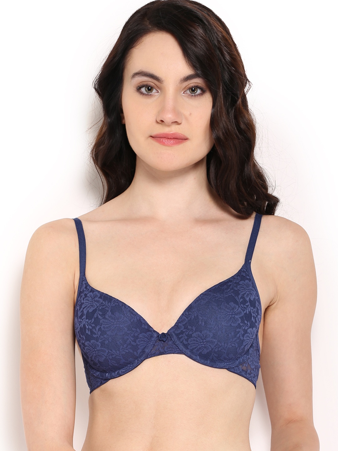 

Amante Padded Wired Floral Romance Lace Bra - BRA10301, Blue