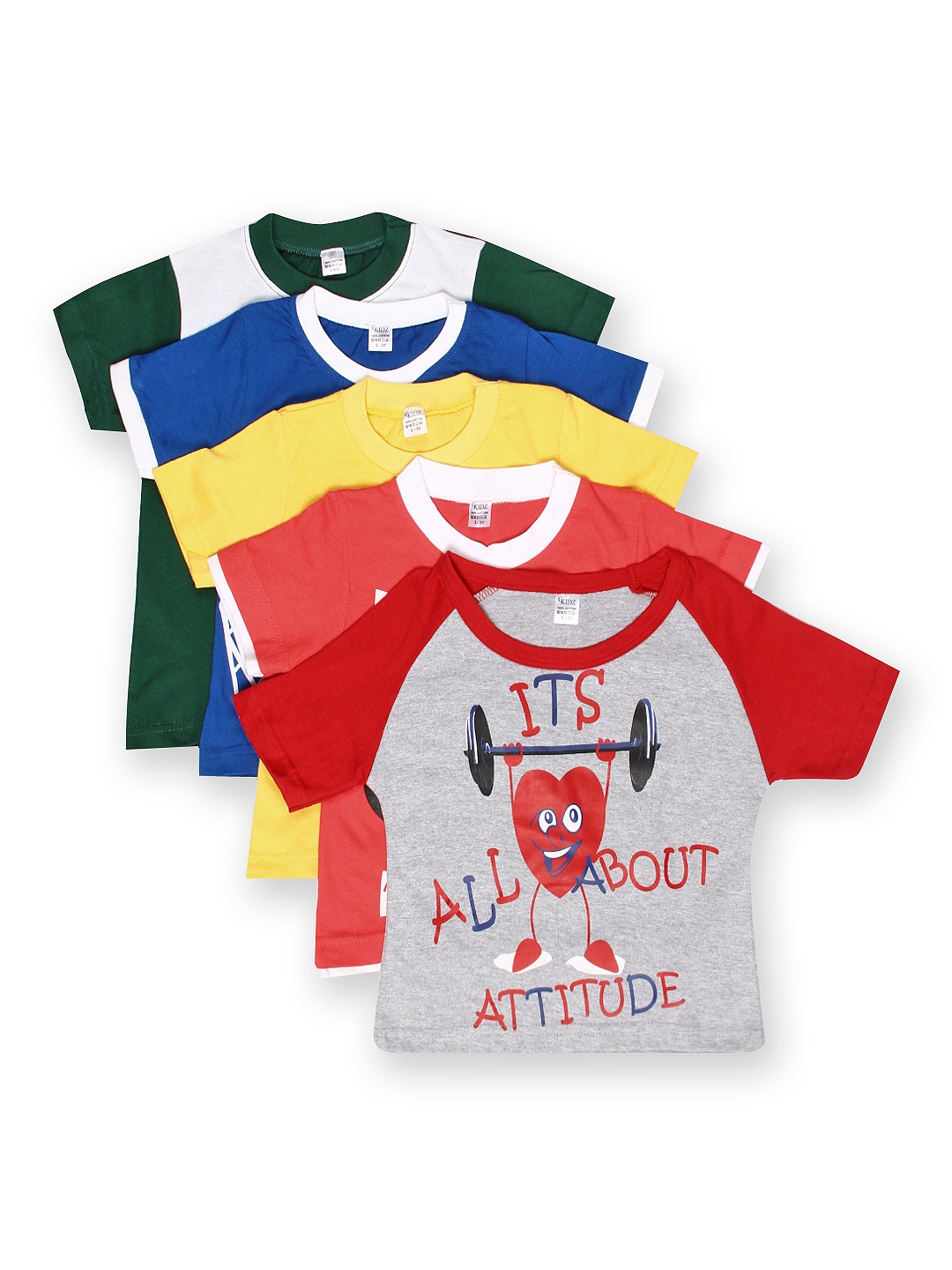 

GKIDZ Boys Pack of 5 Printed Pure Cotton T-shirts, Multi