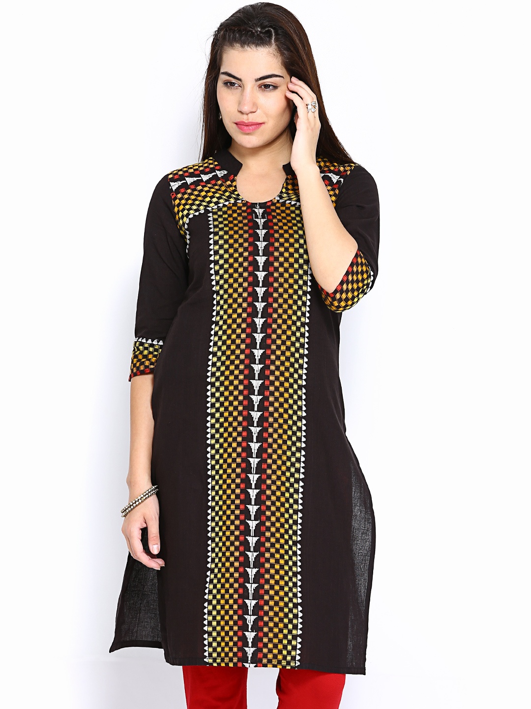 

Aurelia Women Black Dobby Kurta