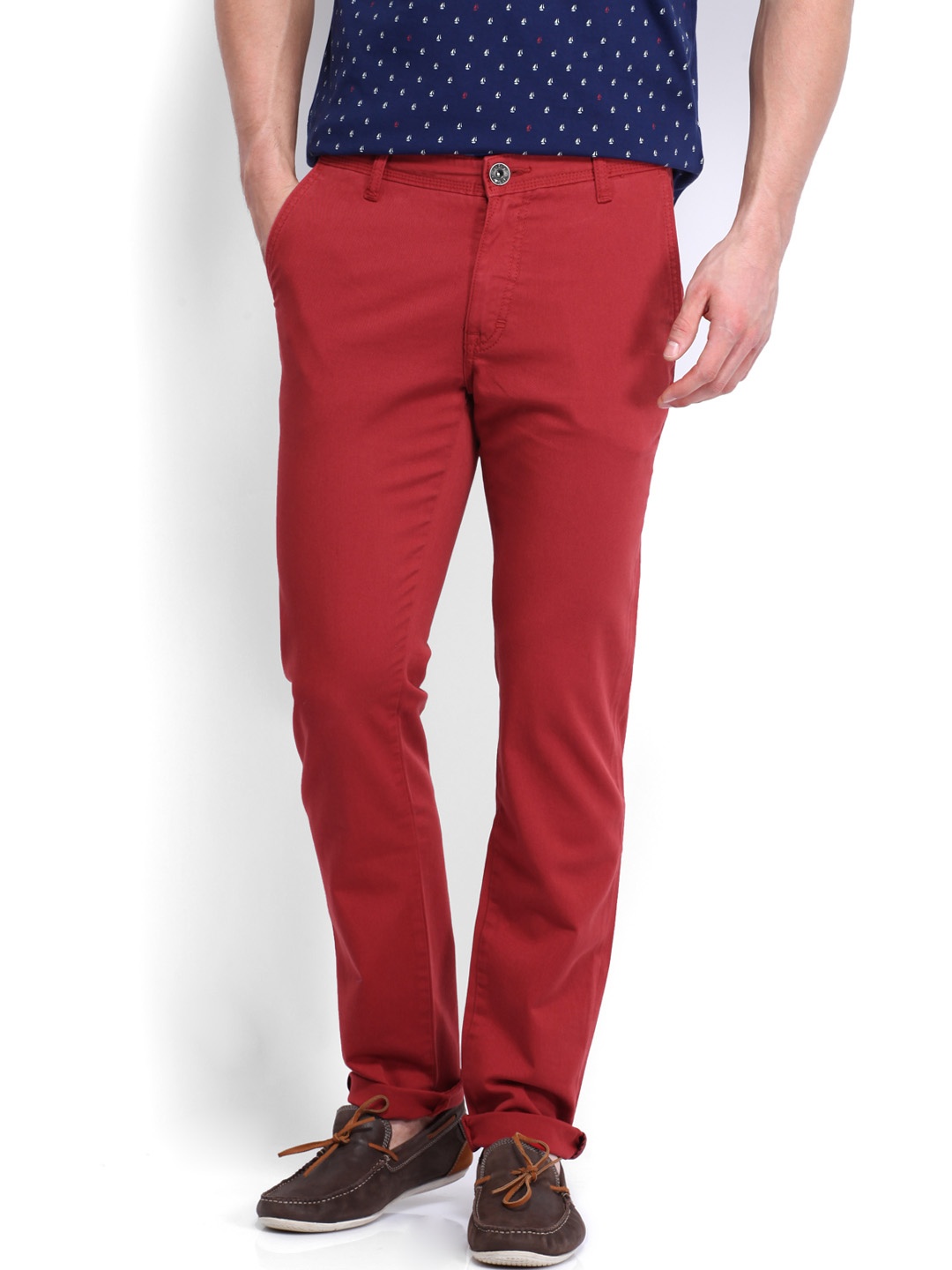 

Allen Solly Red Trenim Fit Chino Trousers