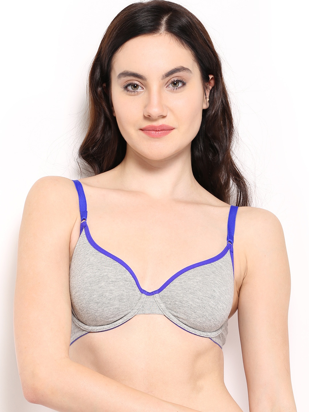 

Triumph Grey & Blue Full-Coverage Bra 151I200, Grey melange