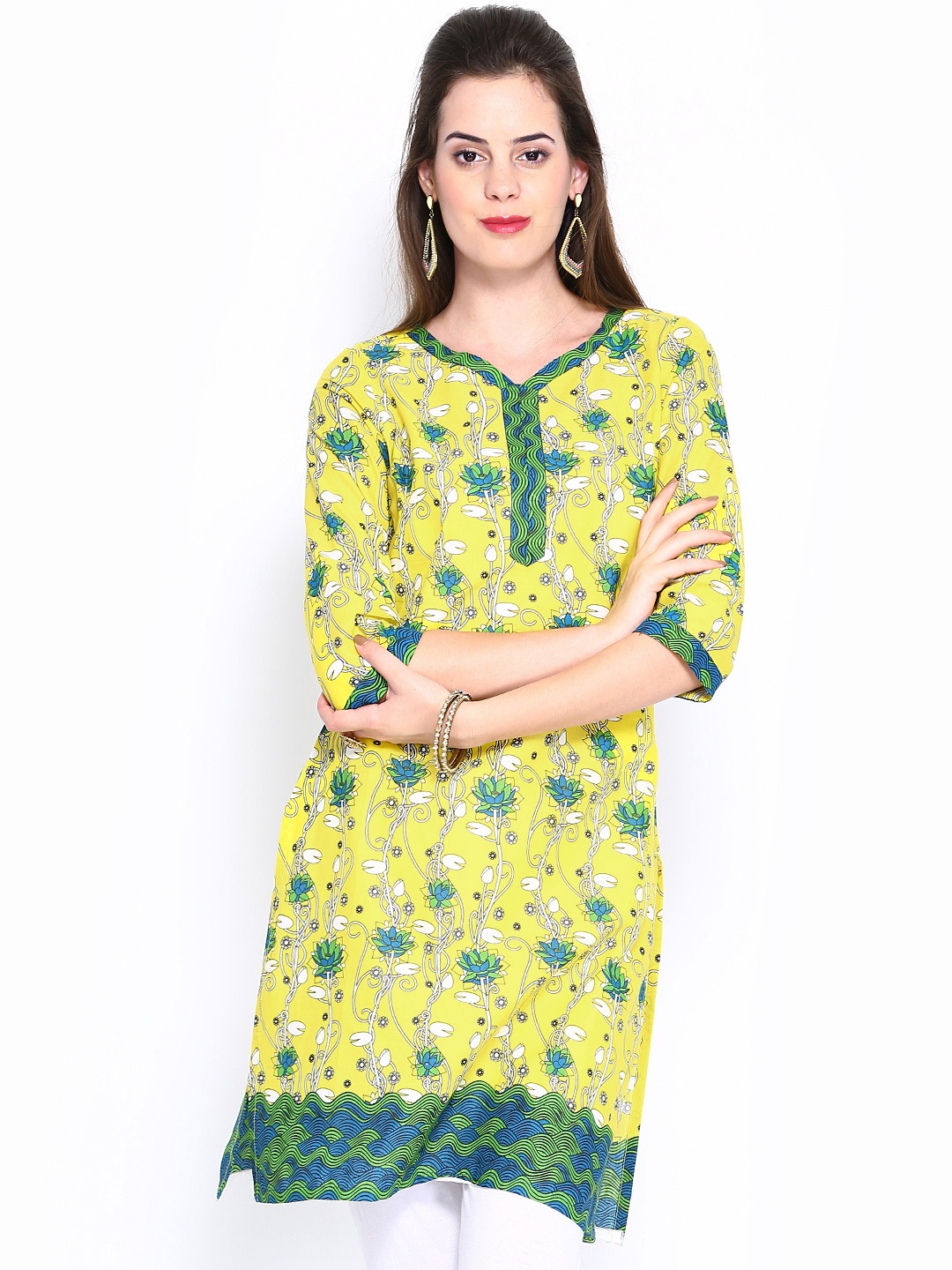 

Aurelia Women Yellow Printed Kurta