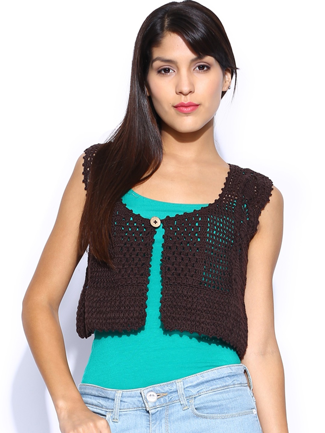 

W Brown Handmade Crochet Shrug