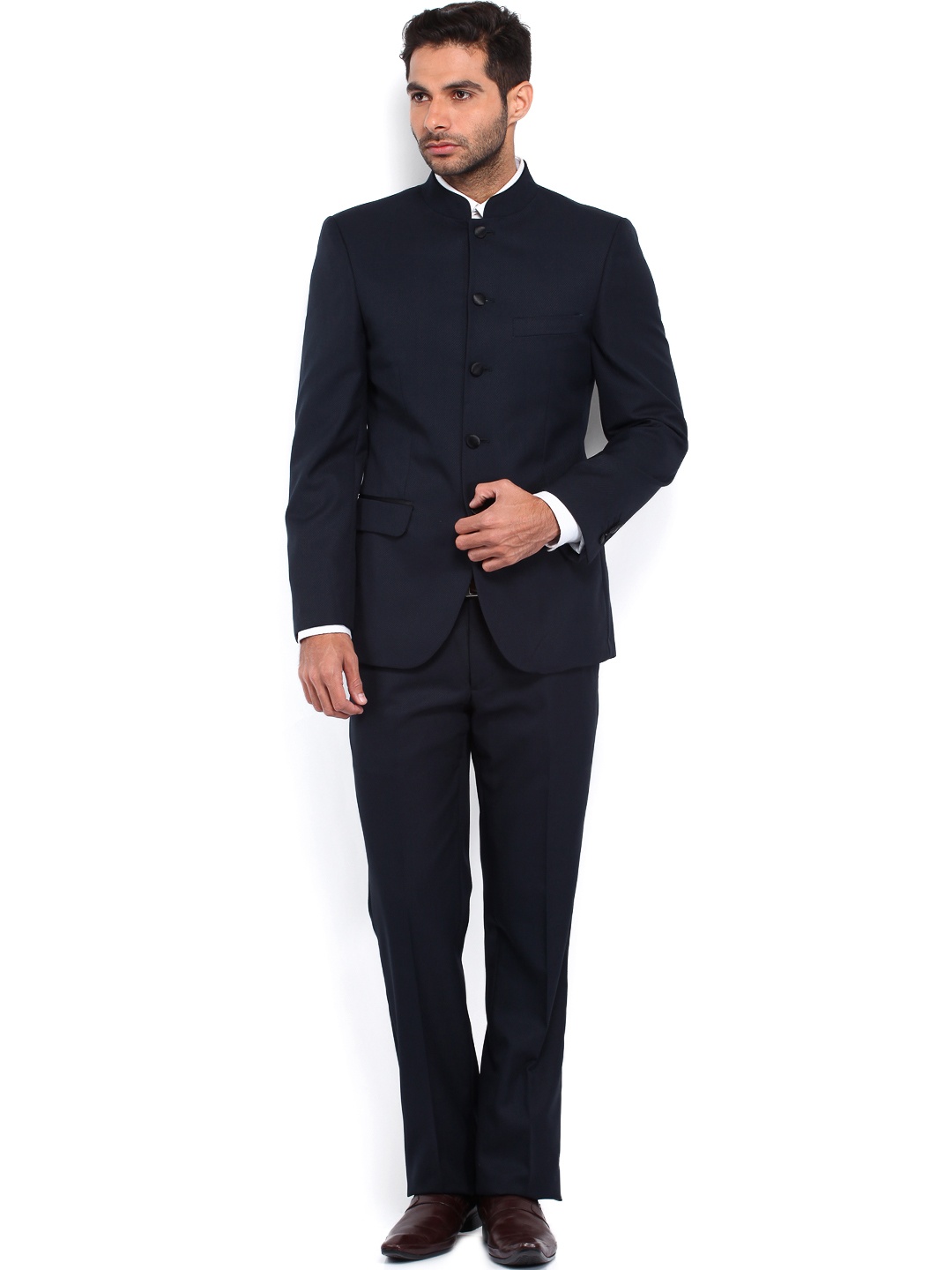 

Arrow Men Navy Woollen Body Tailored Fit Single-Breasted Suit, Navy blue