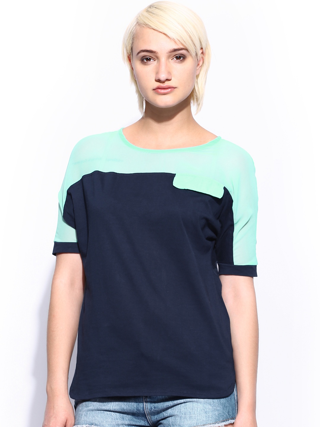 

Miss Chase Navy Blue And Green Top