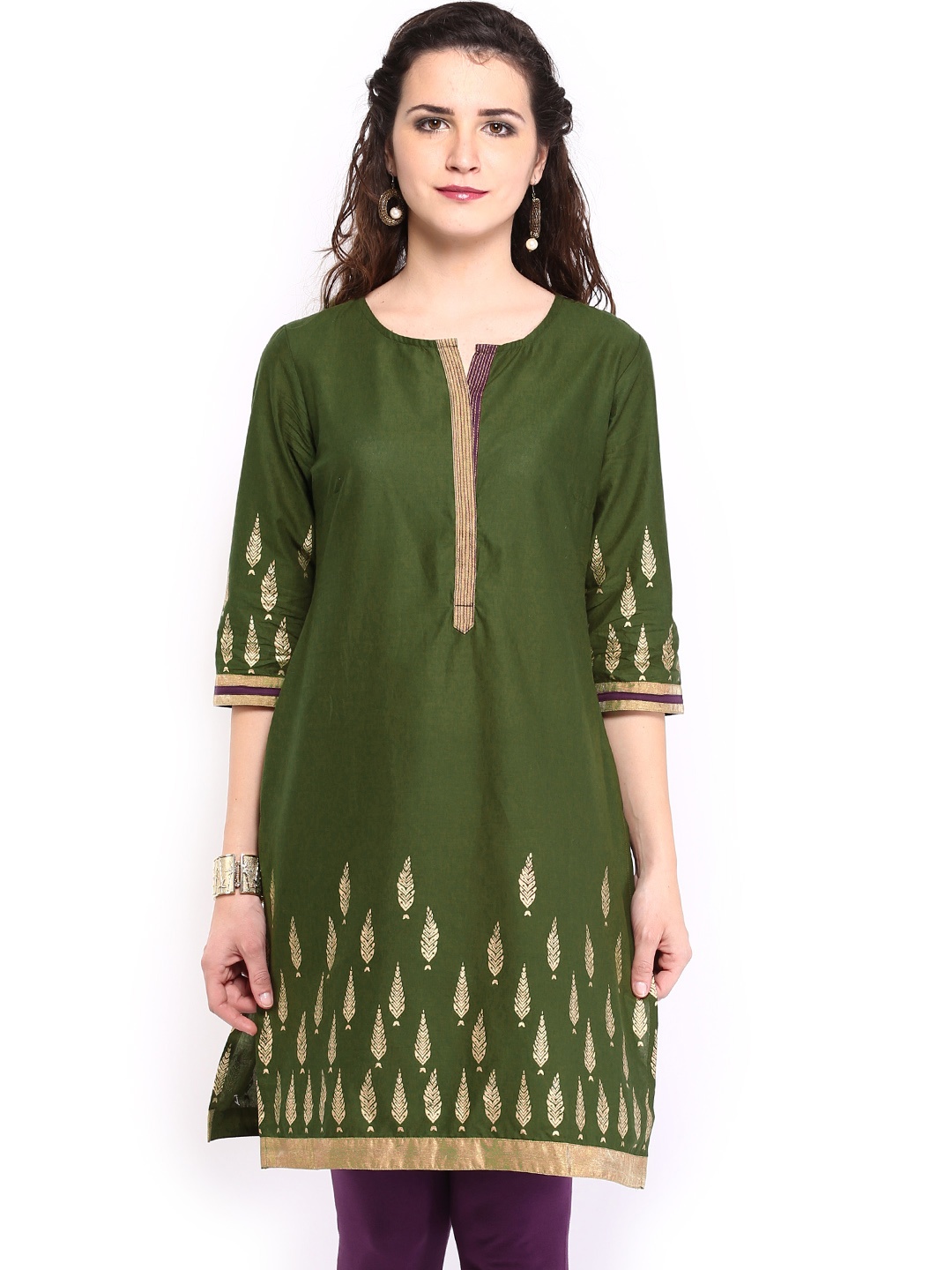 

Vishudh Women Olive Green Kurta