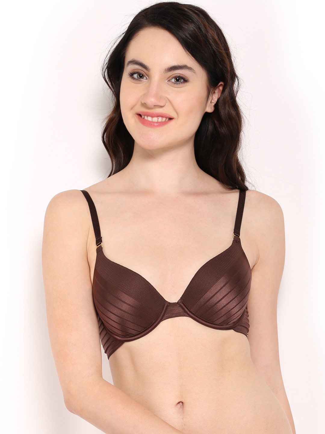 

Amante Brown Self-Striped Plunge Bra BGSR02