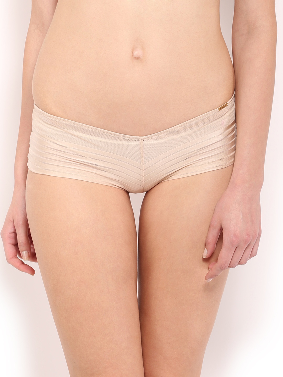

Amante Women Nude-Coloured Self-Striped Boyshorts PGSR02