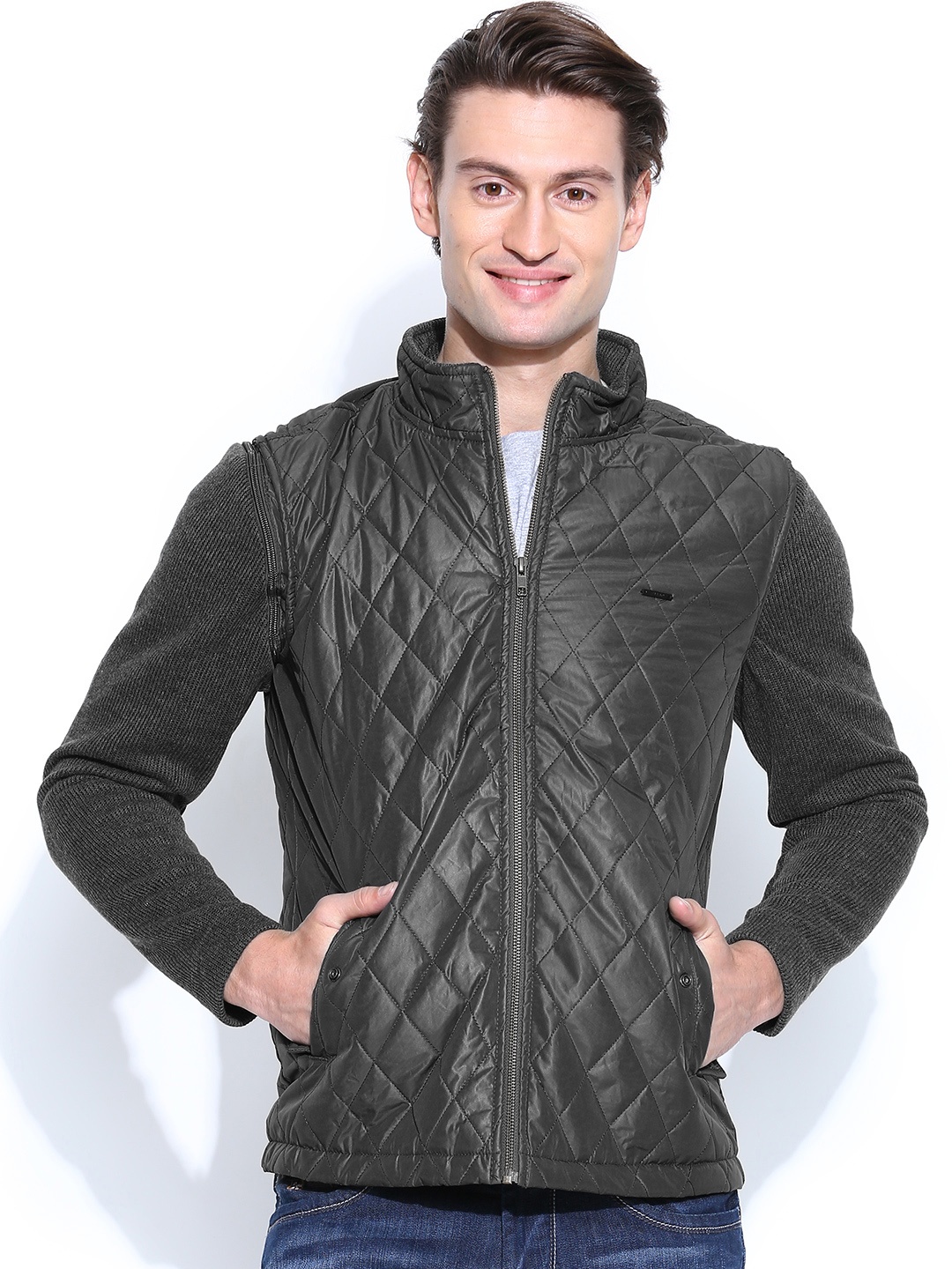 

Flying Machine Men Grey Padded Sleeveless Jacket