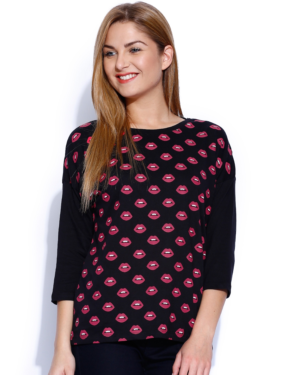 

Tokyo Talkies Black Printed Pure Cotton Top