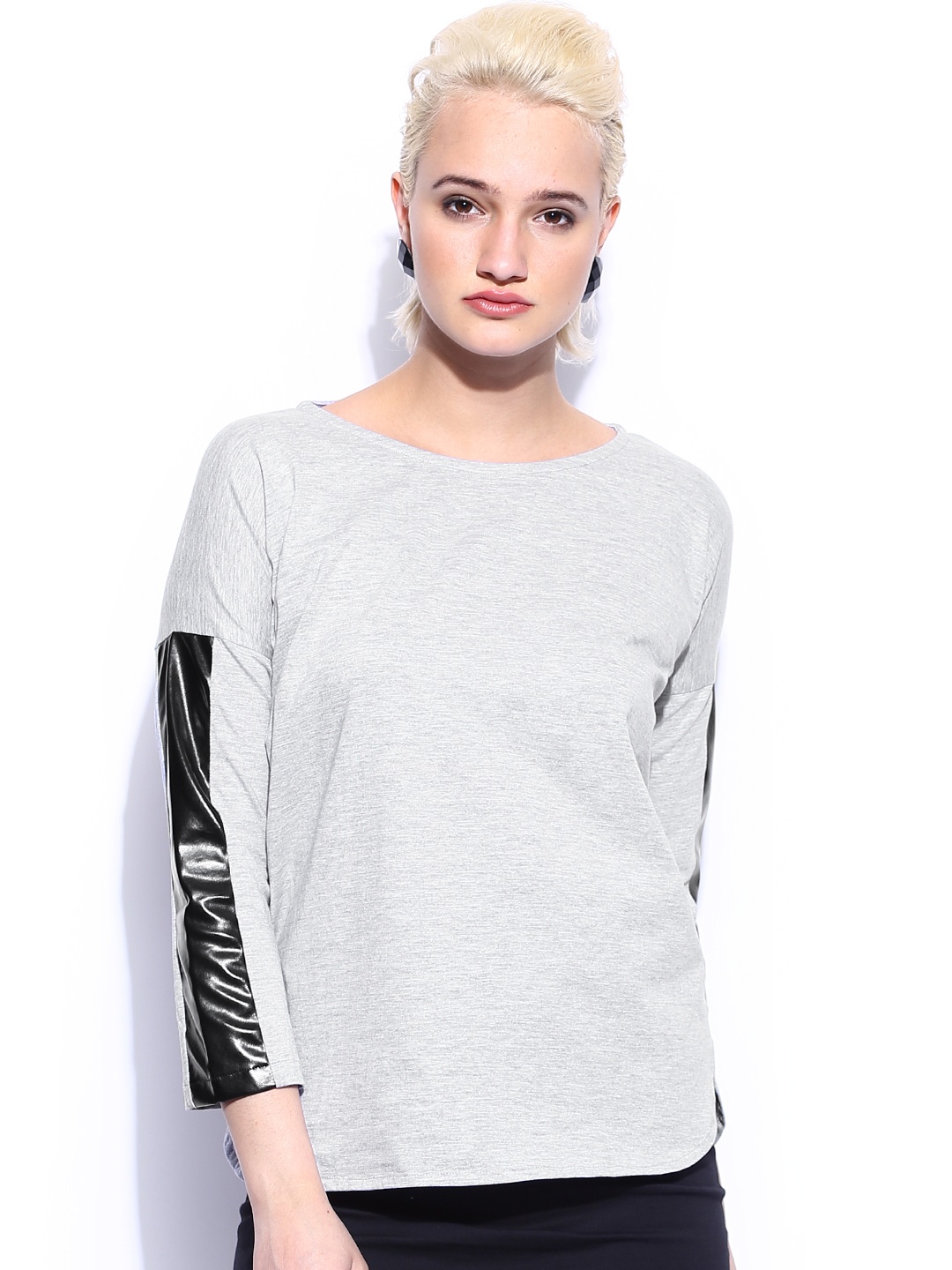 

Miss Chase Grey Melange Sleeve Me Alone Top