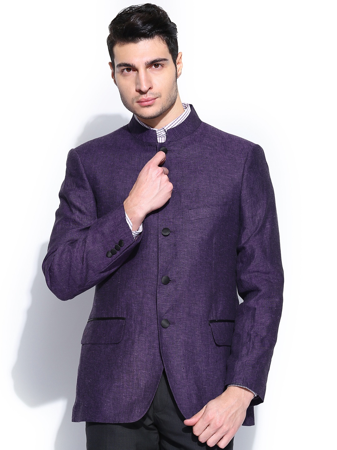 

Arrow Men Purple Linen Blazer